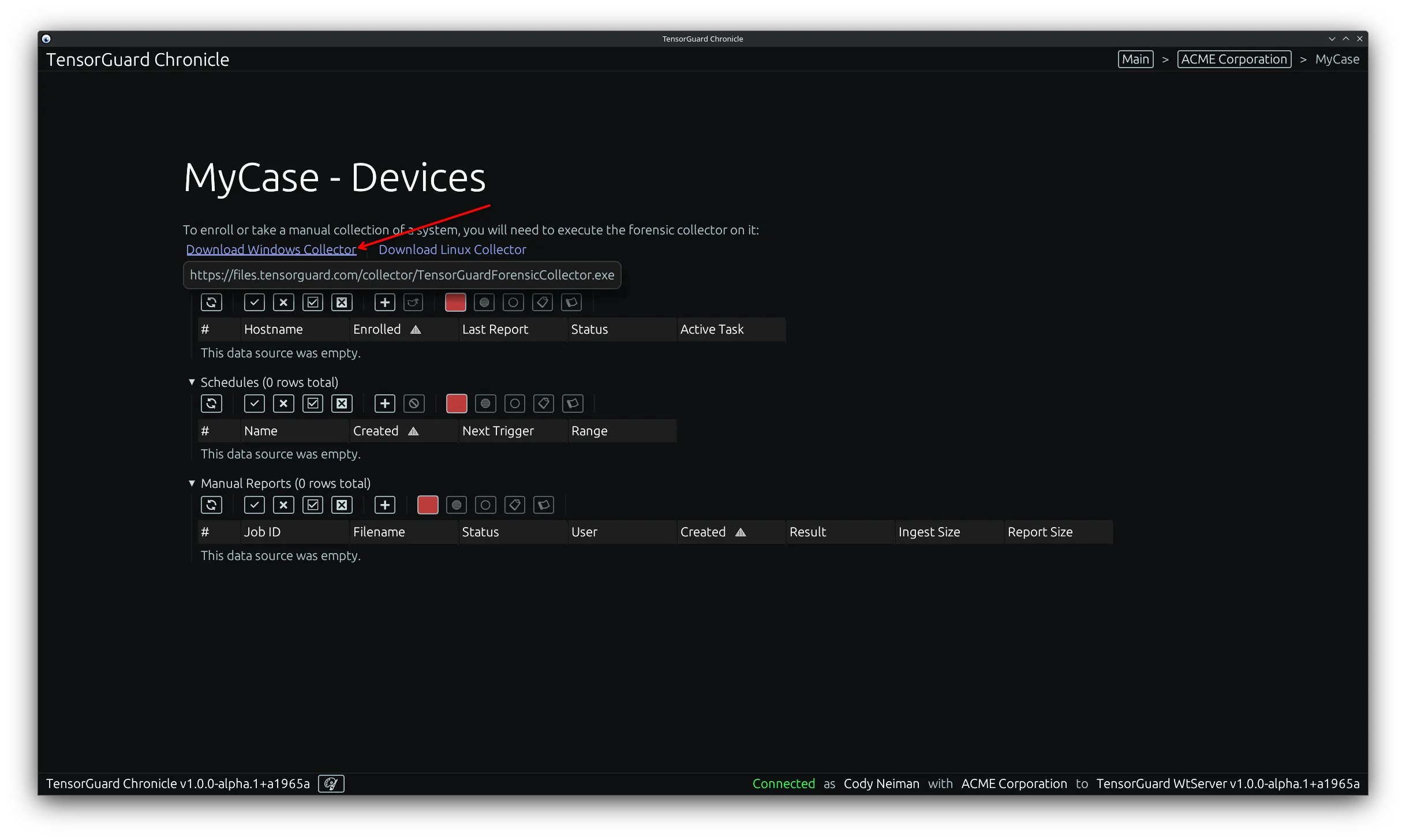 TensorGuard Case Menu - Download Collector